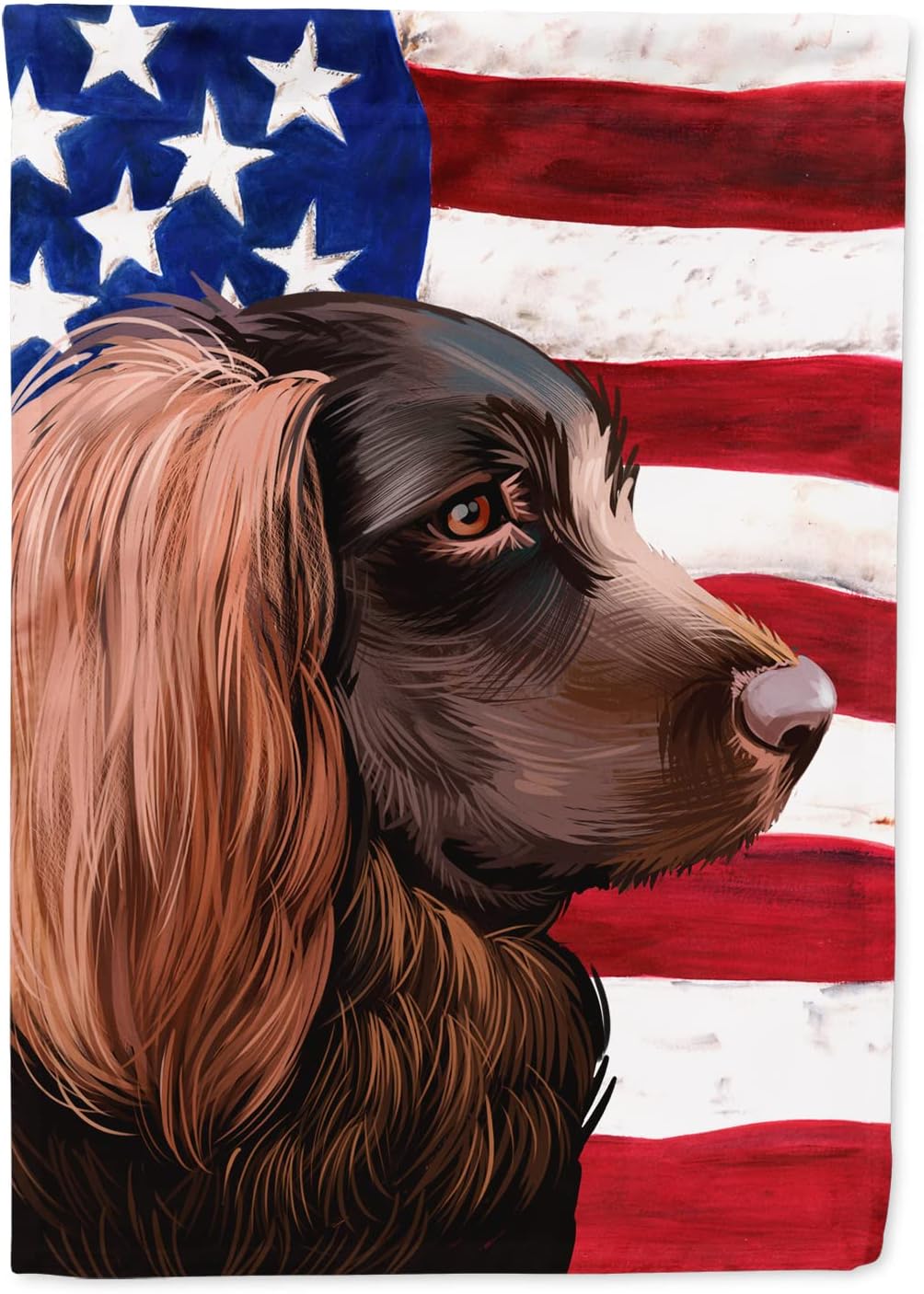 Caroline's Treasures CK6455CHF Boykin Spaniel Dog American Flag House Flag Large Porch Sleeve Pole Decorative Outside Yard Banner Artwork Wall Hanging, Polyester, House Size, Multicolor