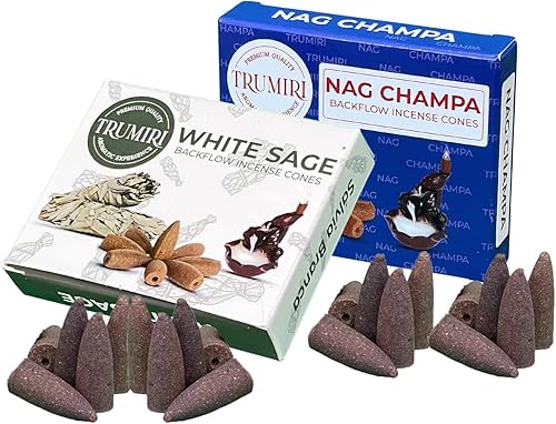 Miniatura 6 de Conos de incienso de reflujo  Paquete combinado de 20 conos de incienso en cascada  10 Nag Champa + 10 salvia blanca  Conos de incienso de reflujo