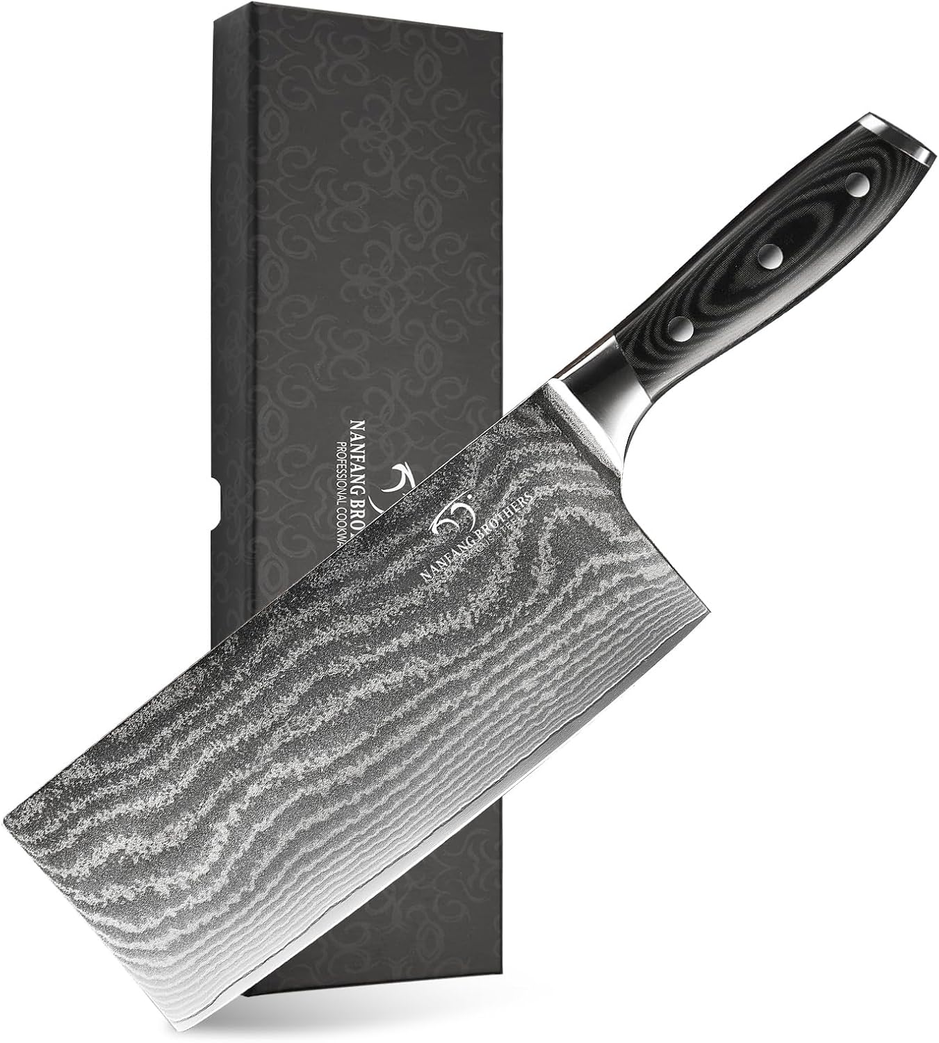 Cleaver Knife, 7" - Chinese Cleaver with VG10 Core Blades, 67-Layer Damascus Steel with Non-slip Micarta Wood Ergonomic Handle, Meat Cleaver for Heavy-Duty Chopping and Slicing