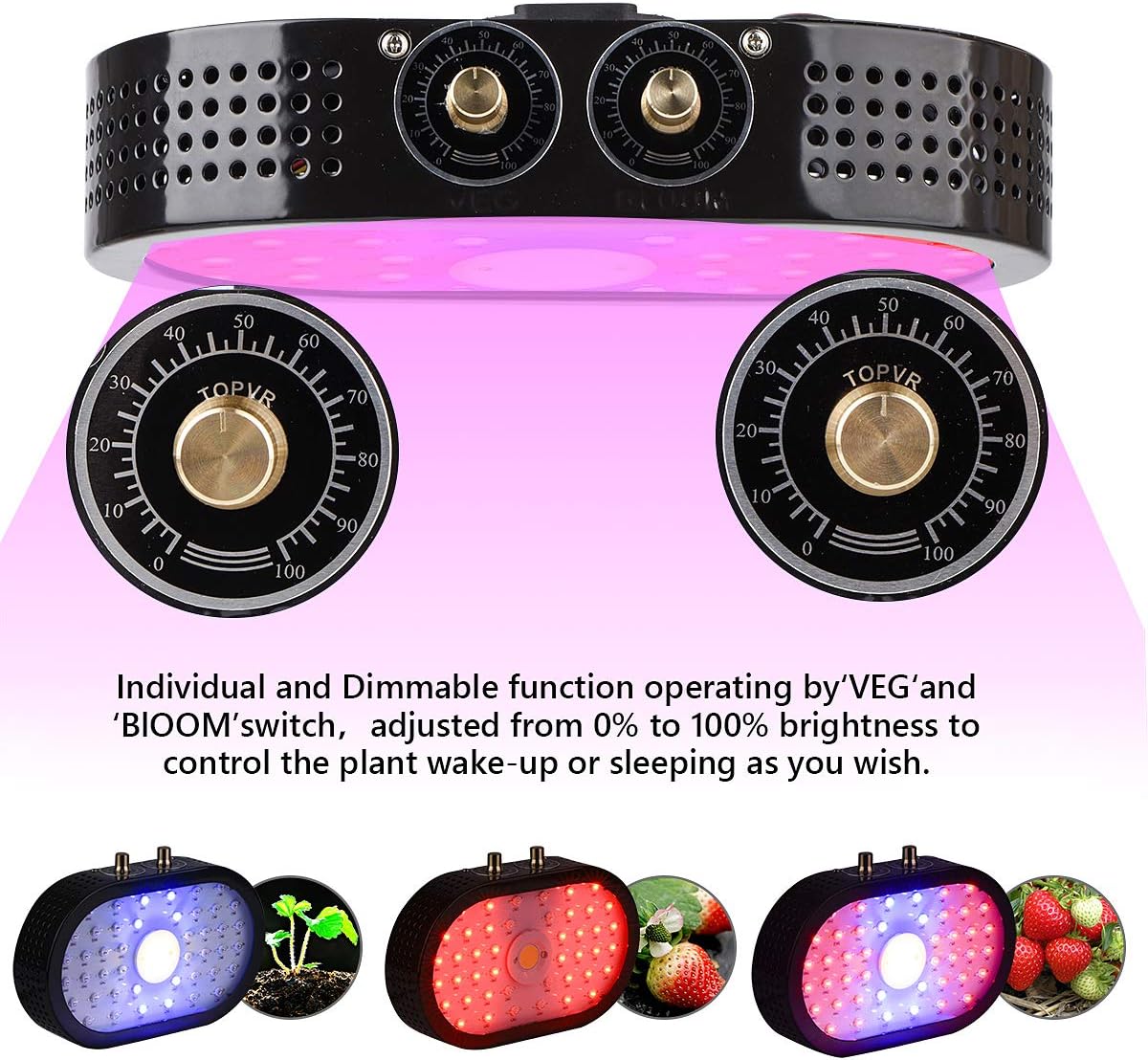 LED Grow Light for Indoor Plants 1100W COB Adjustable Full Spectrum Grow Light with Veg&Bloom Switch