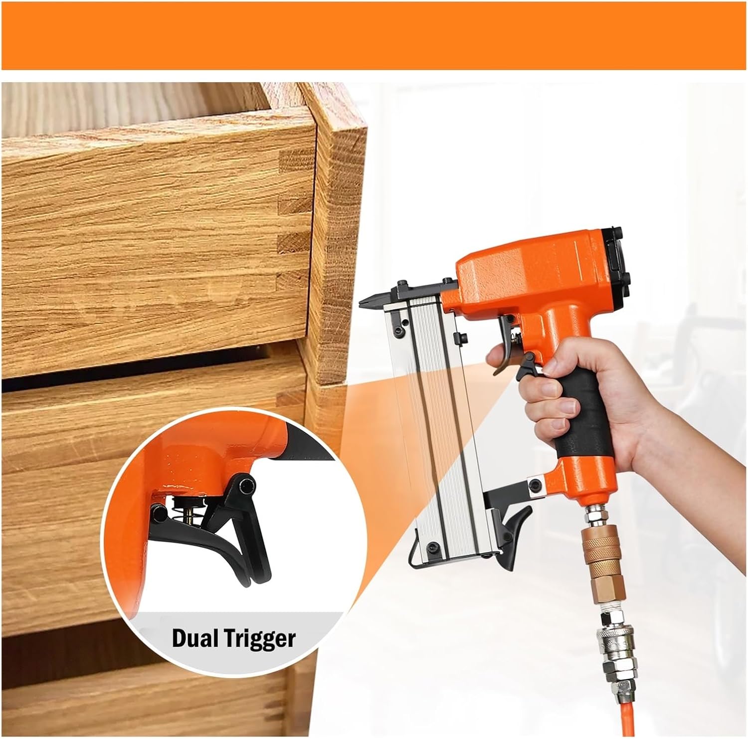 AALLYN Pneumatic Decorative Stapler P630 23 Pneumatic Headless Micro Pin Nailer Gun Fits 10-30mm Leg Length Nails