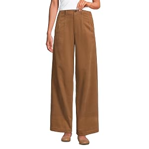 Lands End Womens Corduroy High Rise Wide Leg Top Stitch Trousers