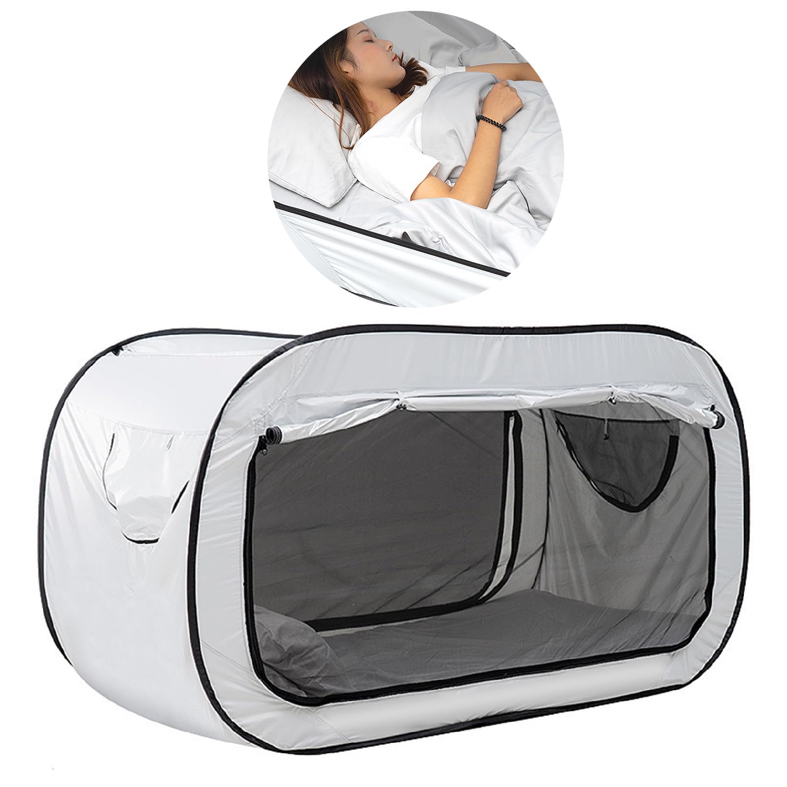 Klappbares Sichtschutzzelt für den Außenbereich – Geschlossenes Schattenzelt für Camping, Studentenwohnheime und Hinterhofnutzung, Ideal für und Erwachsene (White)