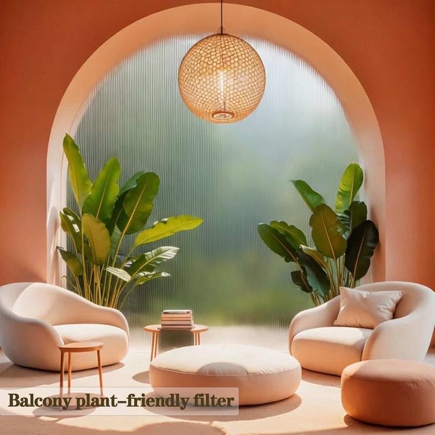 Hilarious Reeded Glass Privacy Film Frosted Window Cling Window Privacy Film 3D Decor UV Blocking Heat Control Static Cling Vinyl Removable Cover for Bathroom Living Room Office, 47.25'' x 118''