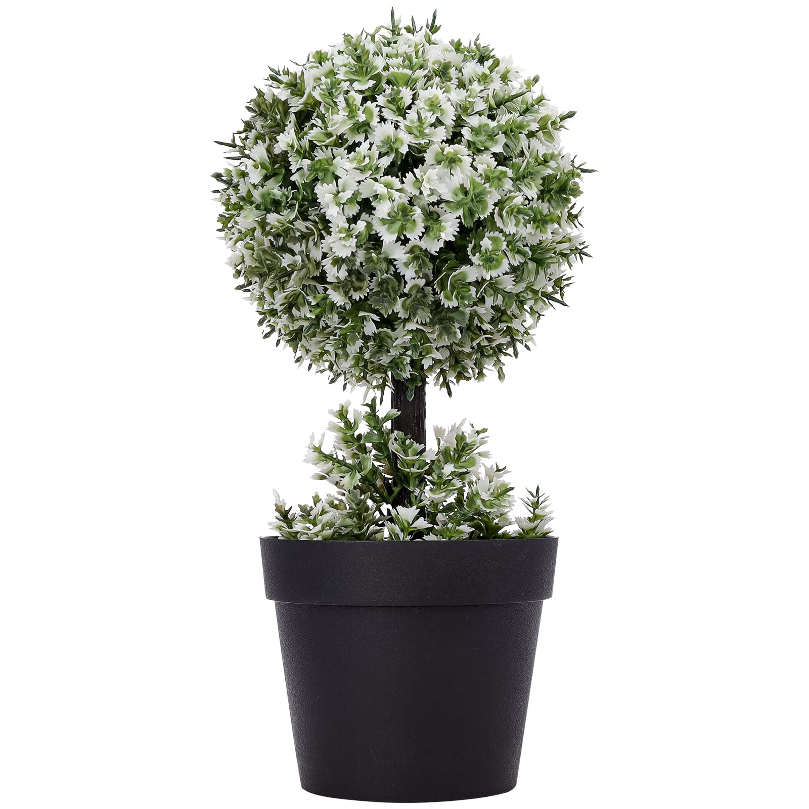 Petit buis topiaire artificiel avec feuilles blanches pour deco maison