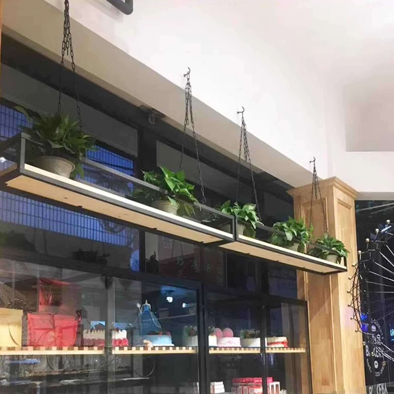 Casier à vin suspendu plafond étagère flottante plantes support bouteille fer