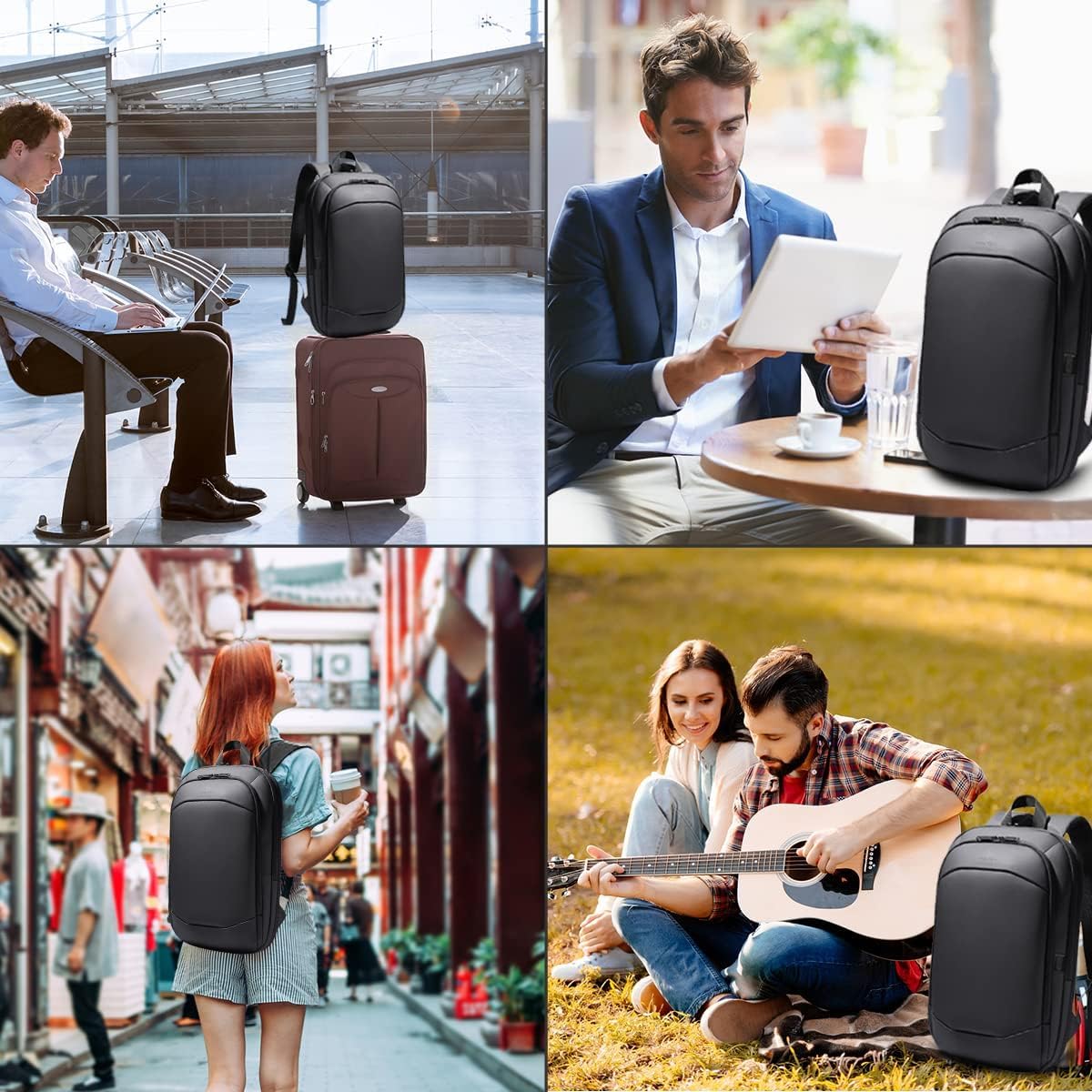 Zaino per Computer Portatili da Uomo Zaini per PC portatili da 15,6 pollici, con porta USB antifurto Grande Capacità Resistente all'Acqua per lavoro Quotidiano Viaggio Università-Nero
