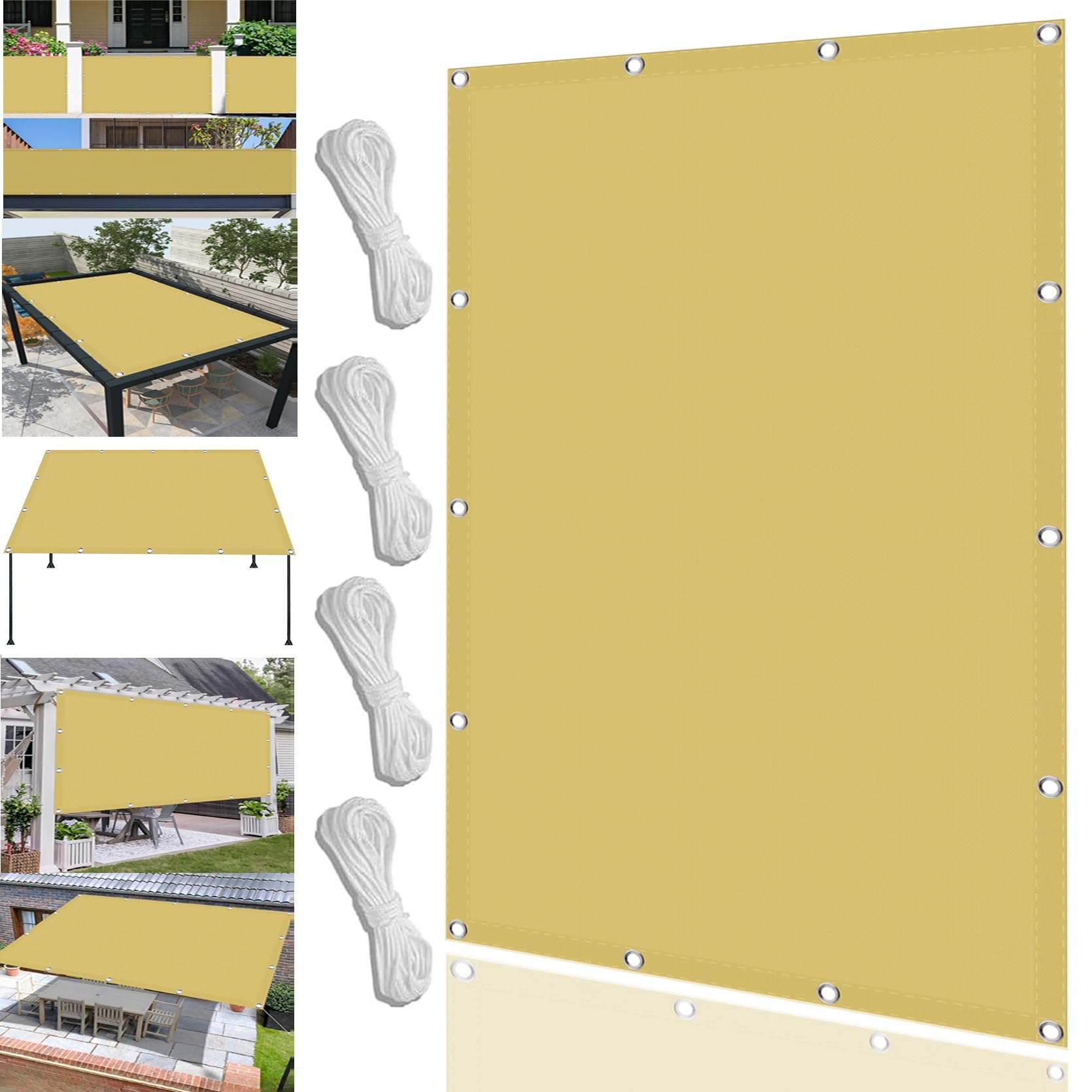 Auvent voile d'ombrage crème 120x460 résistant pluie pour terrasse