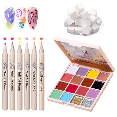6 Colors 3D Nail Art Pens Set & 16 Colors