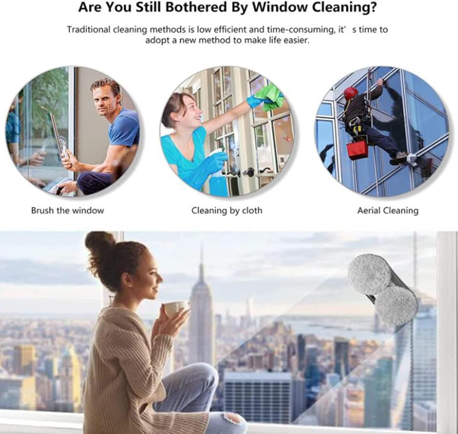 White Window Cleaning Robot, Automatic Window Cleaner Robot, Robot Window Cleaner, Window Vacuum Cleaner with Auto Water Spray, Window Robot Cleaner.