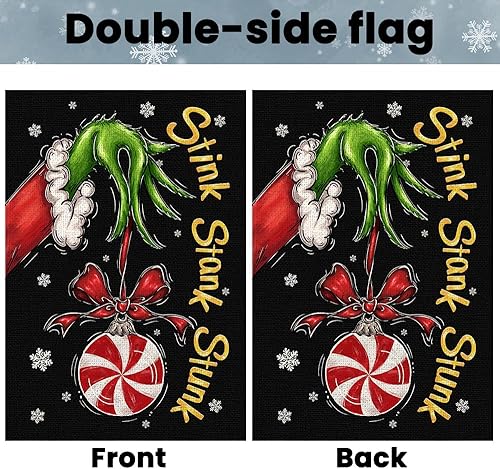 Miniatura 3 de Bandera de Navidad para jardín de 12 x 18 pulgadas, bandera de Navidad vertical de doble cara de arpillera de Navidad para patio, diseño de caramelo