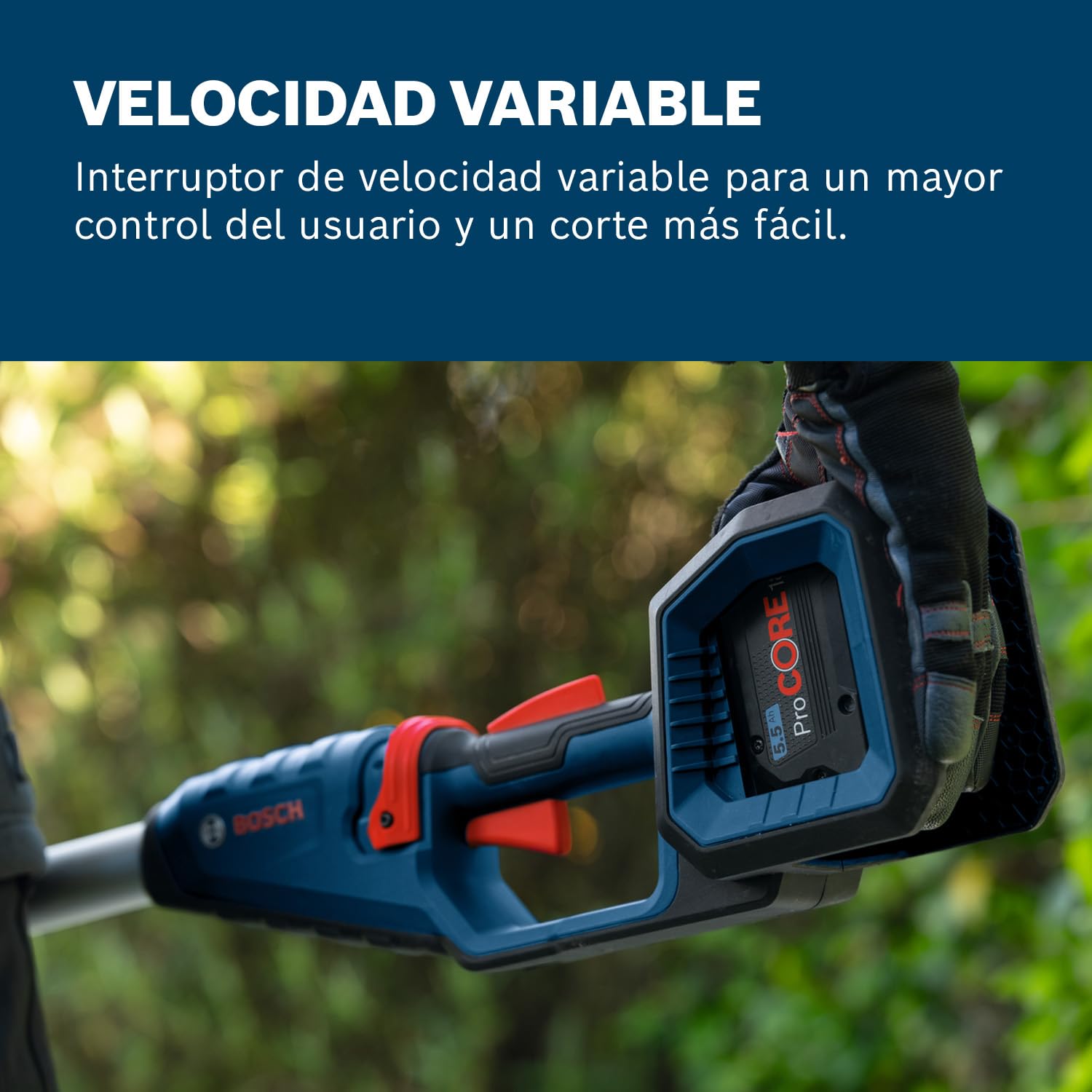Bosch Professional 18V System sierra cadena telesc. GKE 18V-25 TP (130 cortes/carga, bastón tel. 2,9 m, motor Brushless sin escobillas, funda 25 cm incl., llave destorn., correa hombro, sin batería)