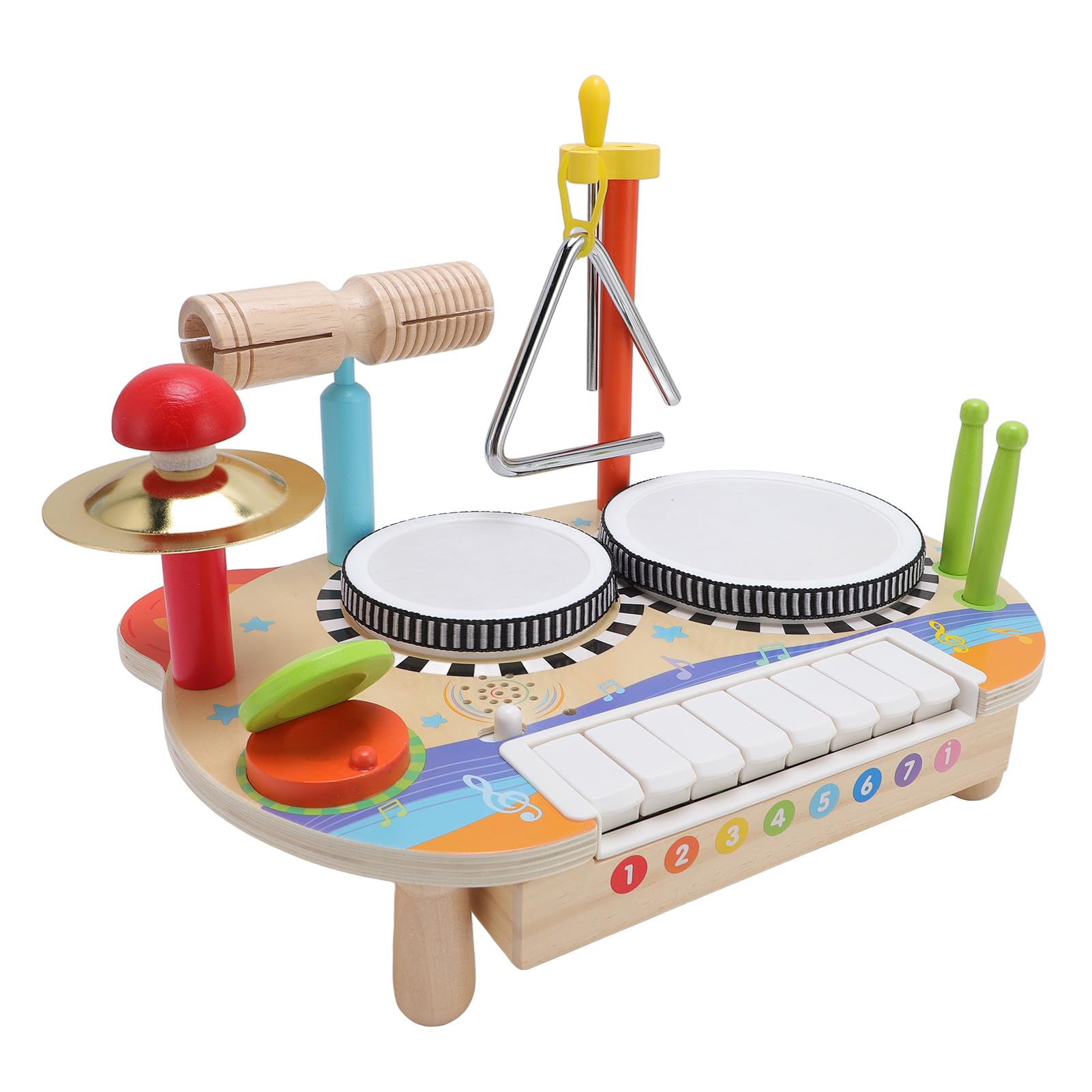 Asixxsix Instrument Muzyczny dla Dzieci, Zestaw Bębnów dla Dzieci Pukanie Instrumentu Perkusji Fortepianowej, Edukacyjne Drewniane Zabawki Muzyczne, Edukacja Przedszkolna