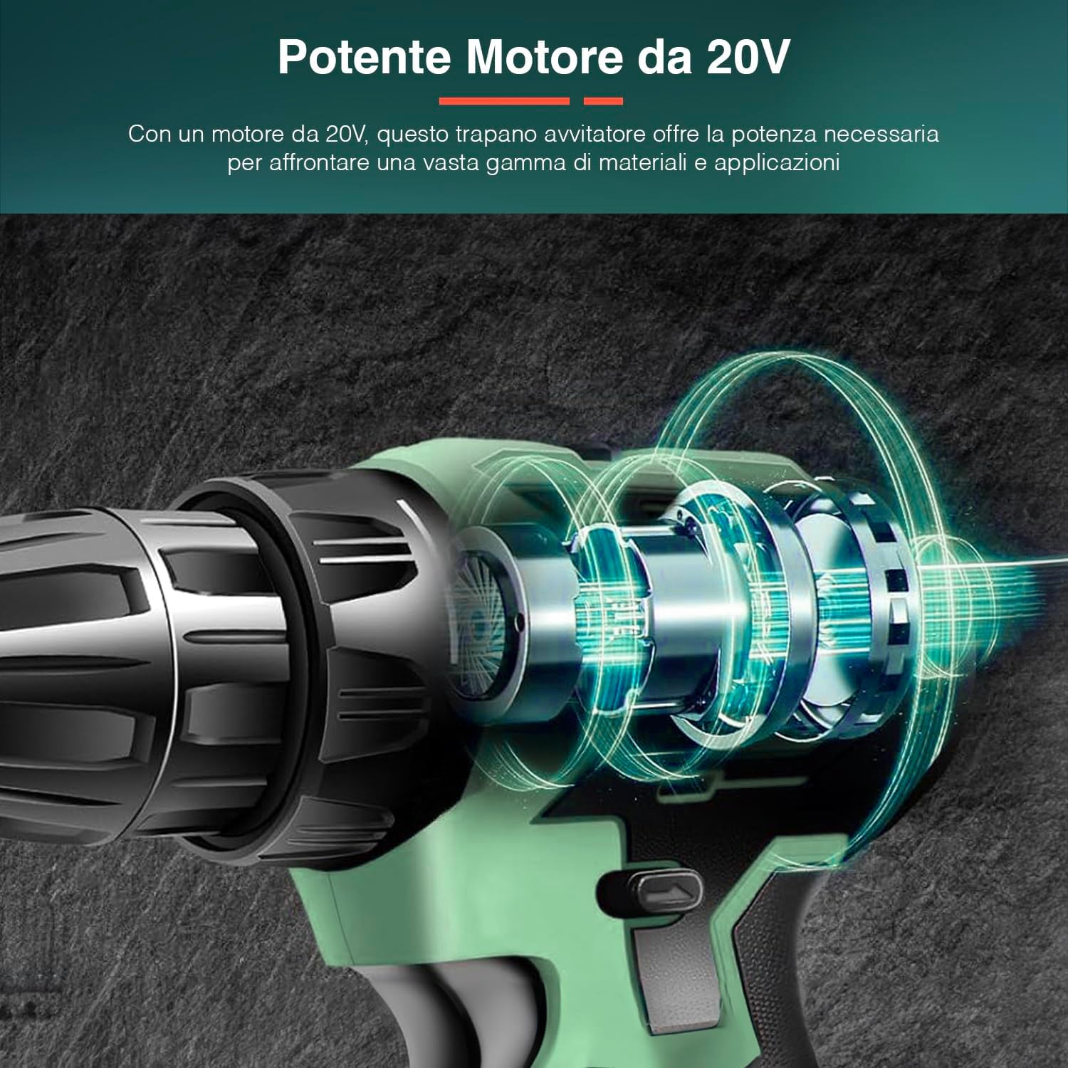Trapano Avvitatore a Percussione 20V - 2 Velocità Meccaniche, Funzione Percussione, Mandrino Autoserrante 13mm, Ideale per Fai Da Te e Lavori Professionali, senza Batteria