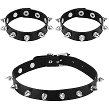 3 Pcs Spiked Choker, Studded Spiked Bracelets, Leather Punk Accessories