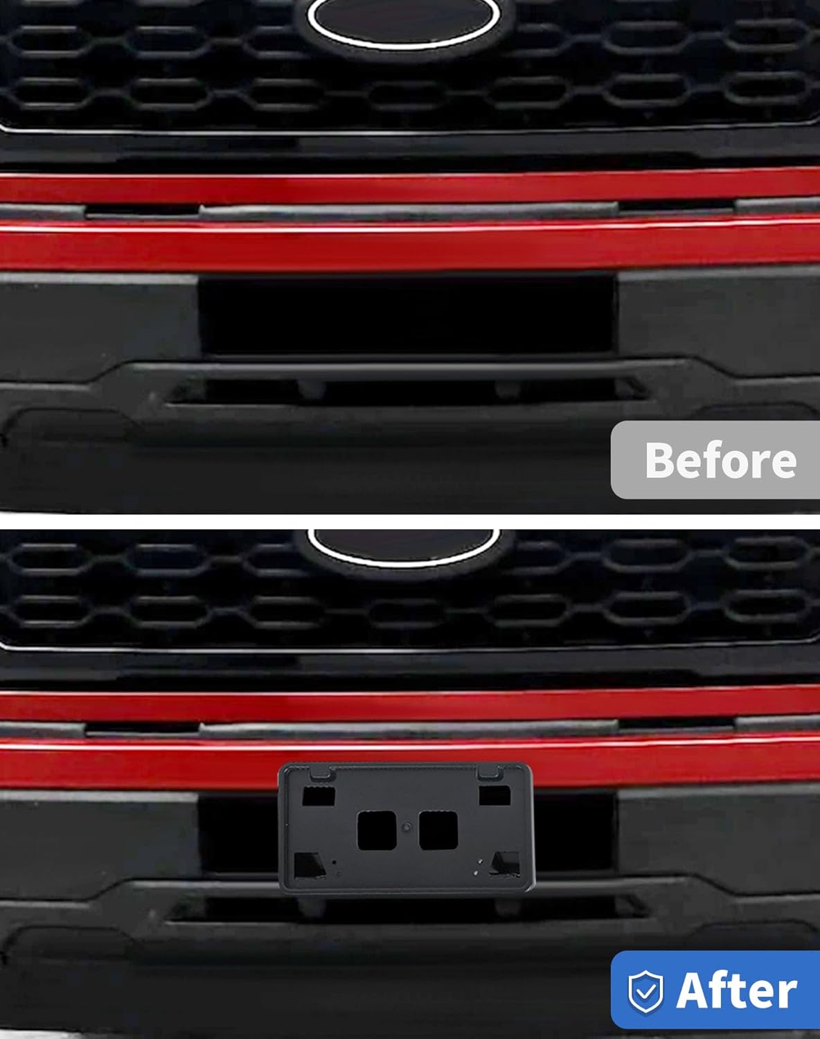 Front Bumper License Plate Frame Bracket Mount Holder Fit for 2021 2022 2023 2024 2025 Ford F150 ABS Black Exterior Accessories