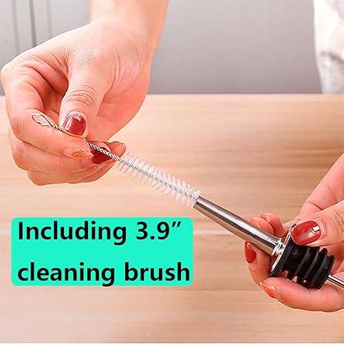 Miniatura 5 de Paquete de 18 boquillas para licor Inchluding 1 pieza de cepillo con tapas de goma, vertedores de velocidad cónicos de acero inoxidable, se adapta a