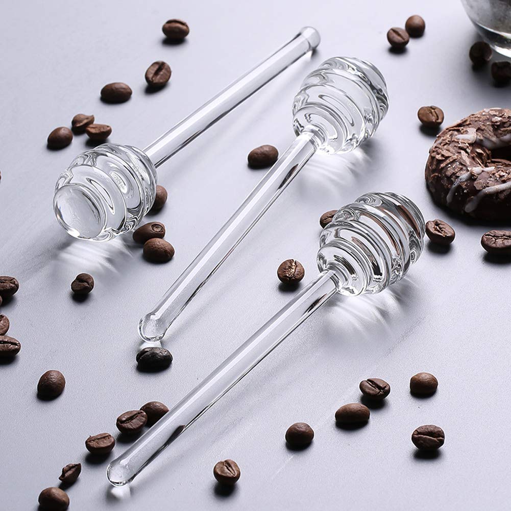 Honey Dipper Sticks Glass Honey Spoon 2PCS Honey Dipper Sticks Stirring Sticks Clear Glass Stirrers 6 Inch Honey Dipper Honey Spoon Stick For Honey - View #6