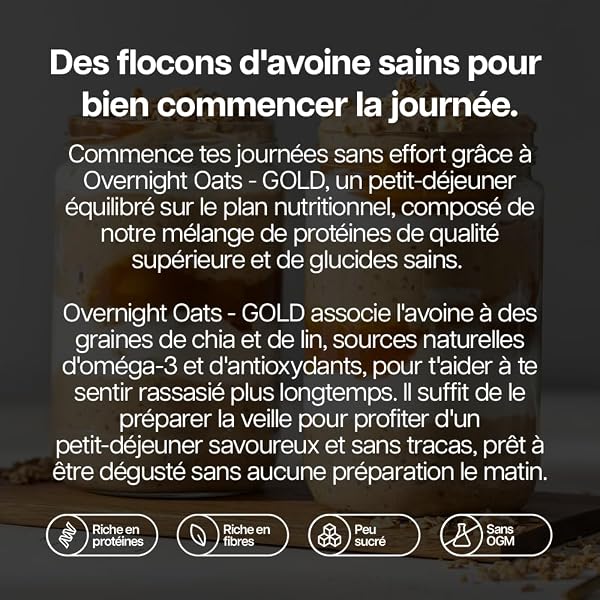 Protein Works | Overnight Oats – GOLD Innovation, High-Protein Breakfast, Chia & Flaxseed, Supports Weight Loss, Low Sugar, Raspberry Dark Chocolate, 7 Servings, 500 g - 5