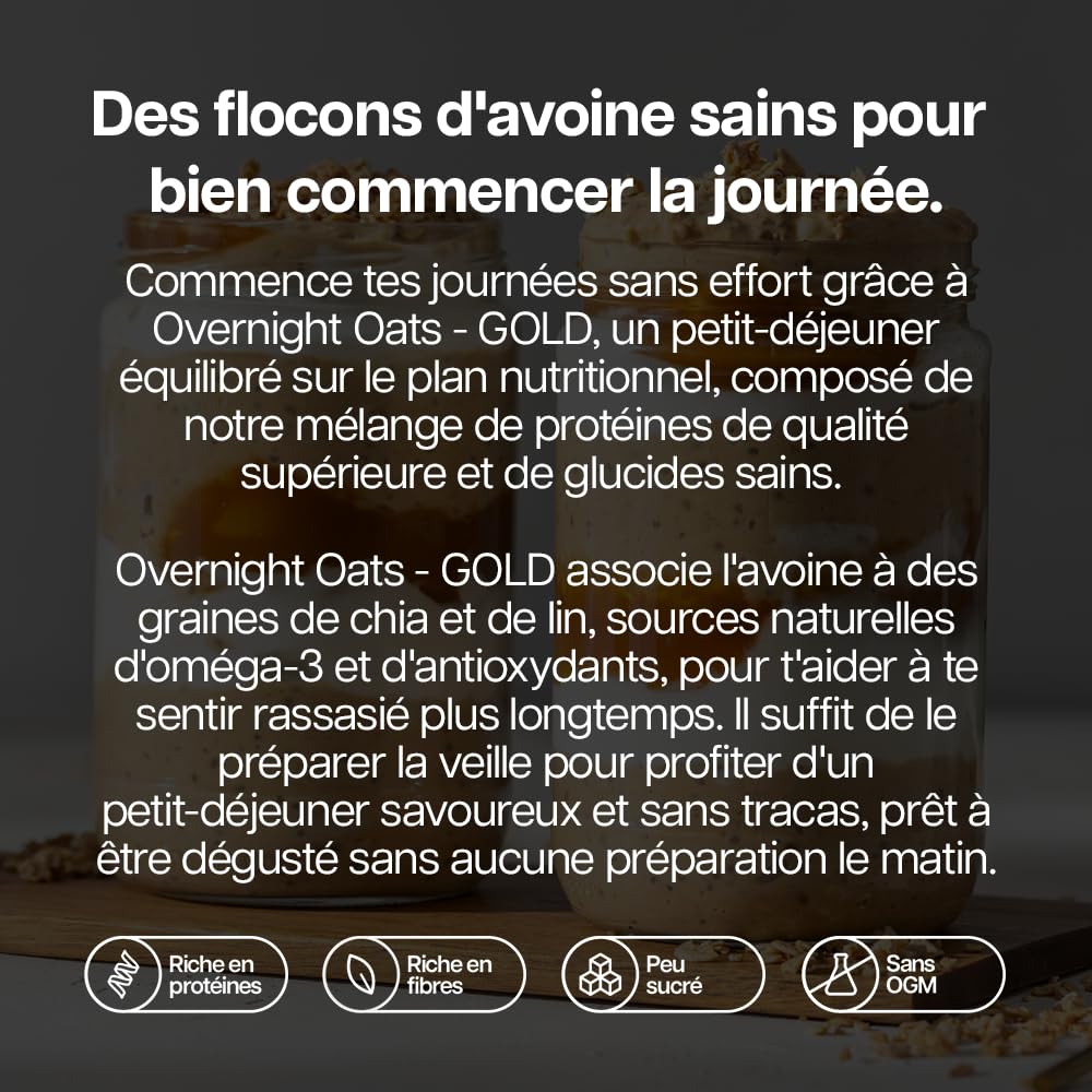 Protein Works | Overnight Oats – GOLD Innovation, Petit-Déjeuner High-Protein, Chia & Graines de Lin, Soutient Perte de Poids, Faible Sucre, Chocolat Noir Framboise, 14 Portions, 1kg