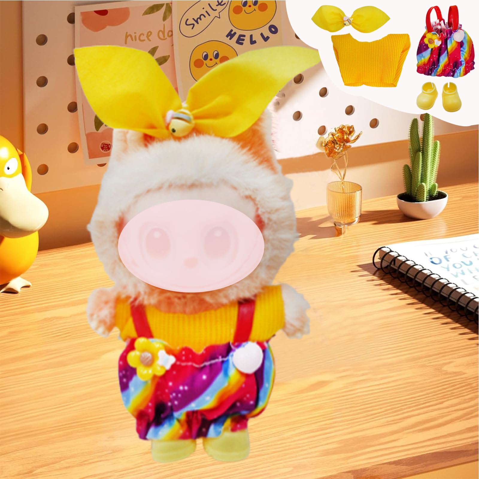 3 Sets of Cute Doll Clothes Suit for Labubu Doll Plush Clothes for 17cm Doll - Image 4