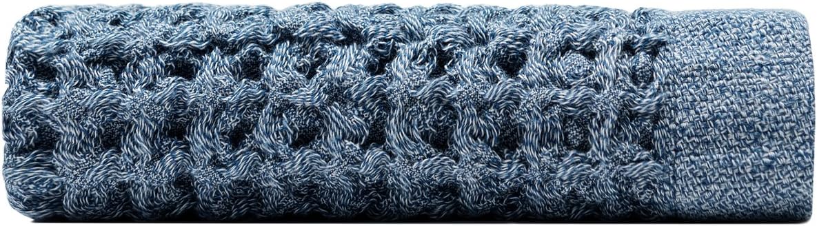 ONSENPremium Face Towel - Waffle Weave - 100% Supima Cotton - 12" x 12" - Ultra-Soft - Fast Absorbing & Quick Drying - Bathroom, Kitchen, Shower, Hotel, Spa, Travel, & Gym - Wash Cloth - Denim Blue