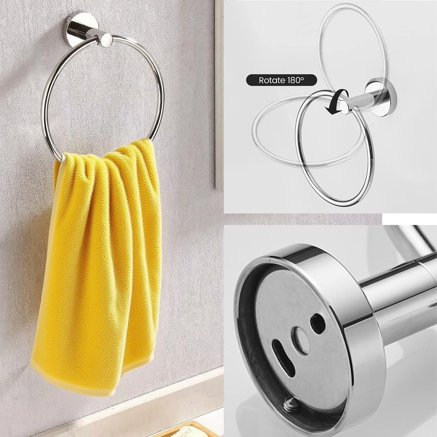 Stainless Steel Toilet Roll & Towel Holder Set, Wall-Mounted Bathroom Organizer, Rustproof - Image 4