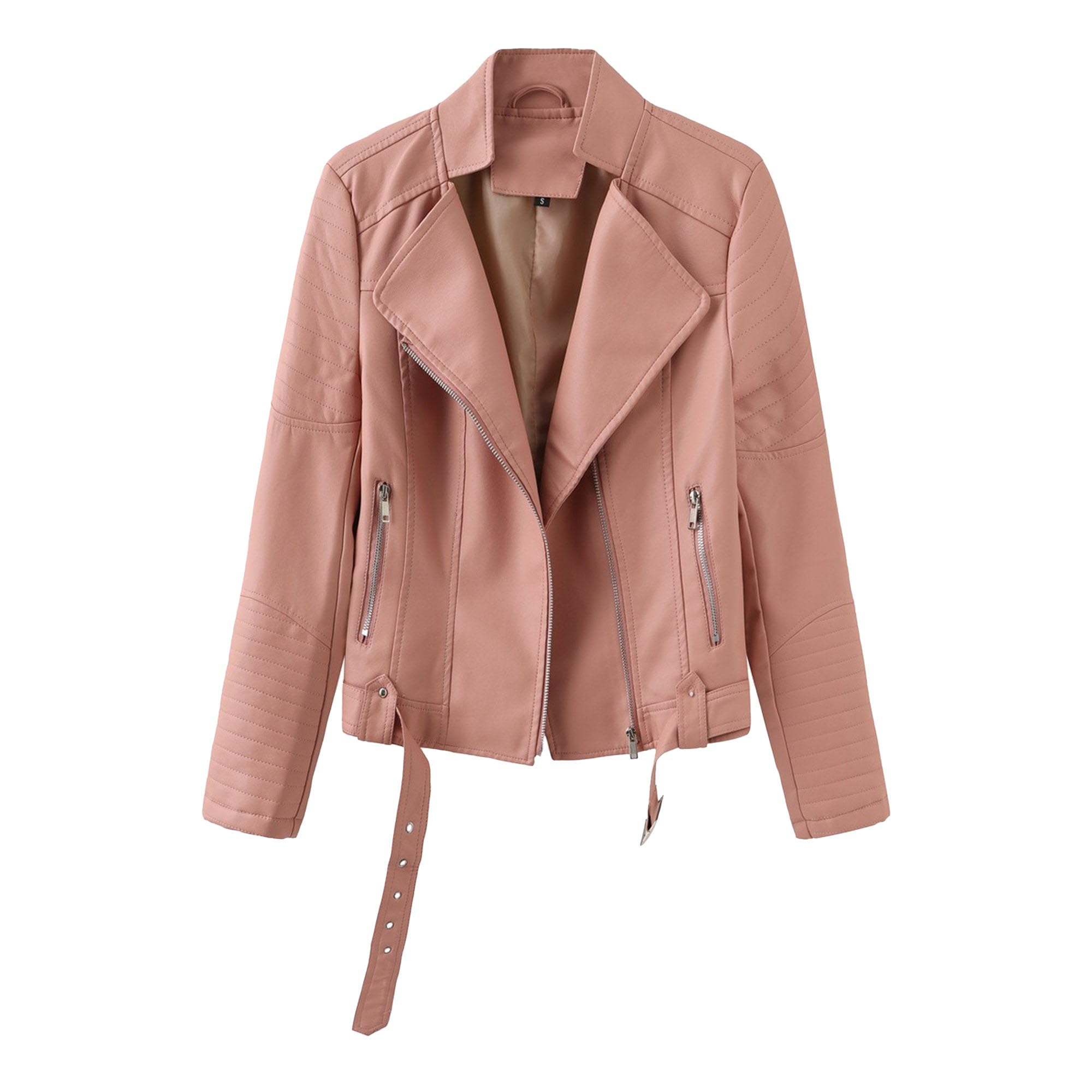 Manteau léger similicuir rose haut de gamme avec finitions ceinturées 3XL - 8