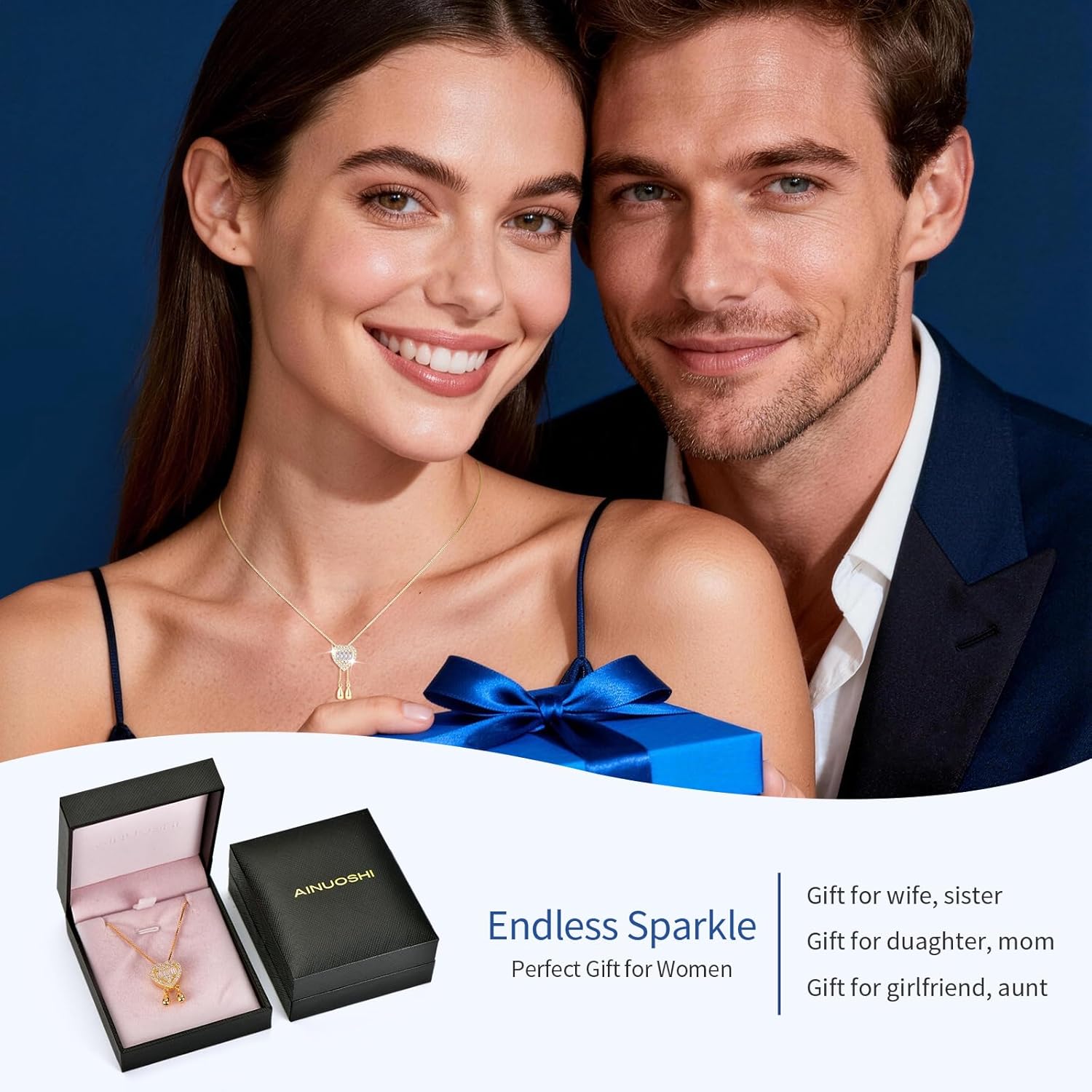 AINUOSHI Moissanite Necklace for Women, 1 Carat 925 Sterling Silver Heart Pendant Necklace for Girlfriend, Women's Jewelry for Valentine's Day, Anniversary Birthday Gifts for Wife