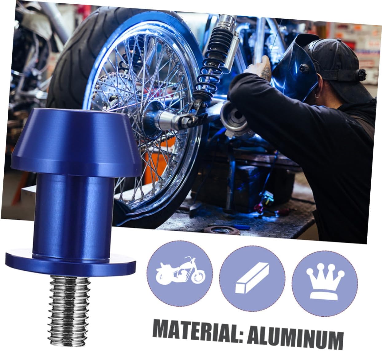 PATKAW 4pcs Blue 8mm Cnc Motorcycle Swingarm Screw Stand Spools Universal Motorbike Rear Swing Arm Sliders Replacement Accessory for Motorcycles