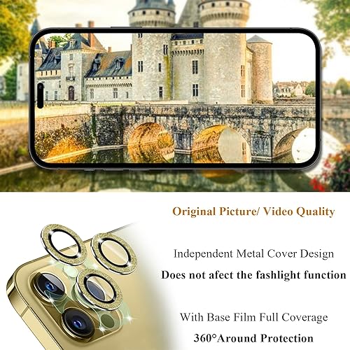 Miniatura 7 de Paquete de 2 Protector de lente de cámara de vidrio templado compatible con iPhone 14 ProMax, ultra transparentedelgado, antiarañazos, a prueba de