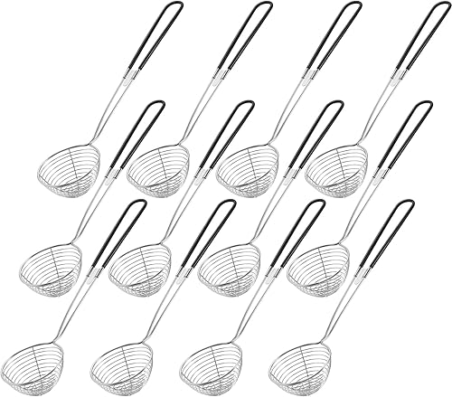 Geiserailie 12 Piezas 6 Piezas Kit de Olla Caliente Coladores Cucharas de Acero Inoxidable 2.5 Pulgadas Mini Colador Araña Espumadera Cuchara de