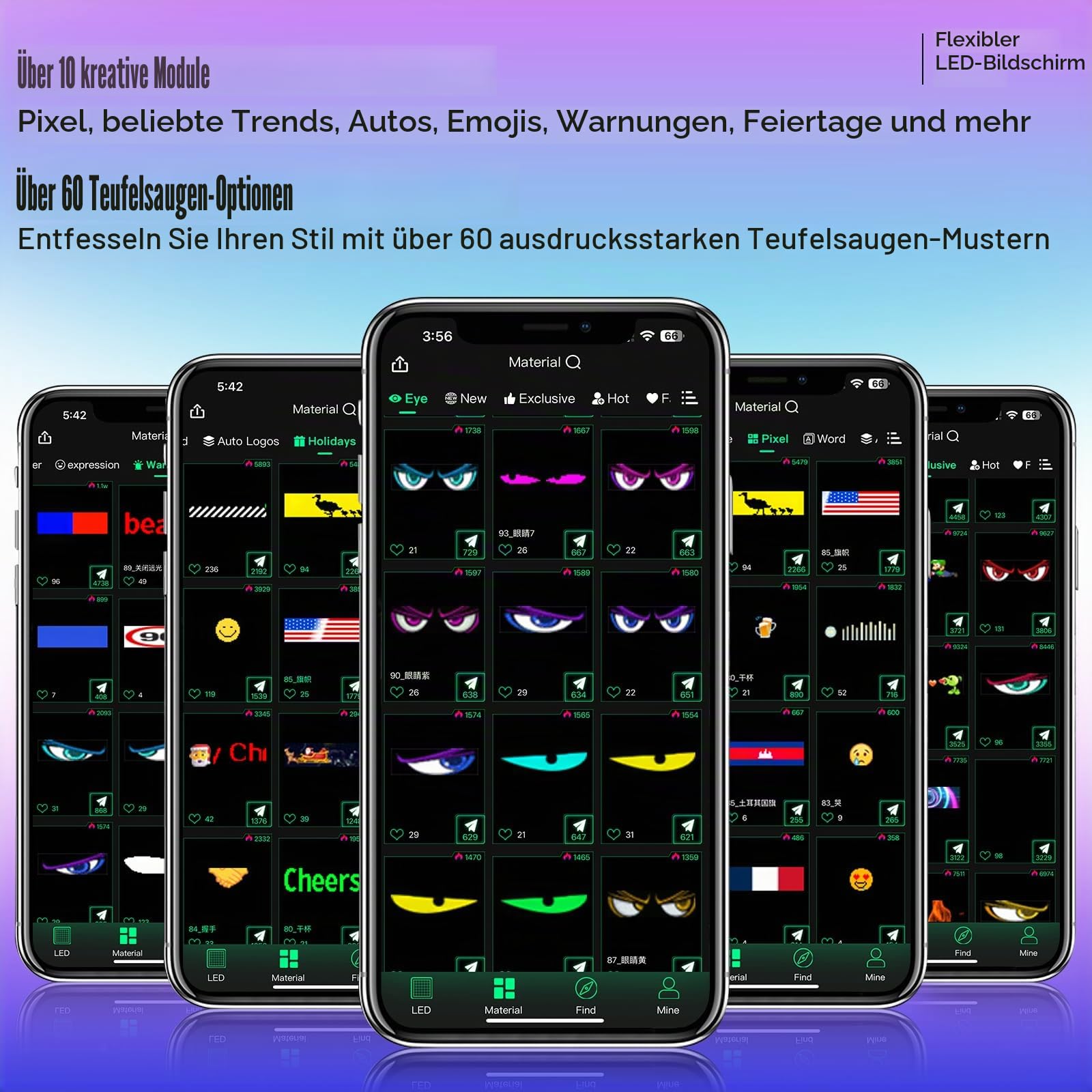 Devil Eyes Light for Cars LED Augen für LKW und Auto Flexibles Programmierbares LED Display für Geschäft, Led Laufschrift Leuchtreklame Personalisiert Leuchtschild