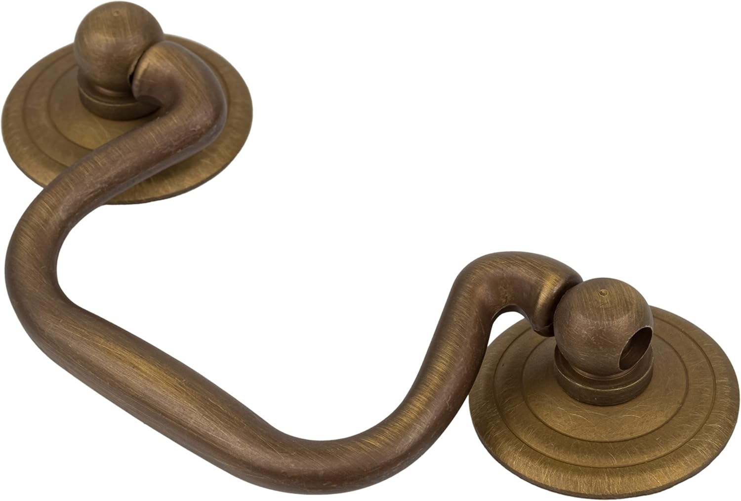 Antiqued Cast Brass Swan Neck Drawer Bail Pull | Centers: 2 1/2" | Handle for Antique Cabinet Door, Dresser Drawer, Desk | Reproduction Furniture Hardware | BP6-BAB