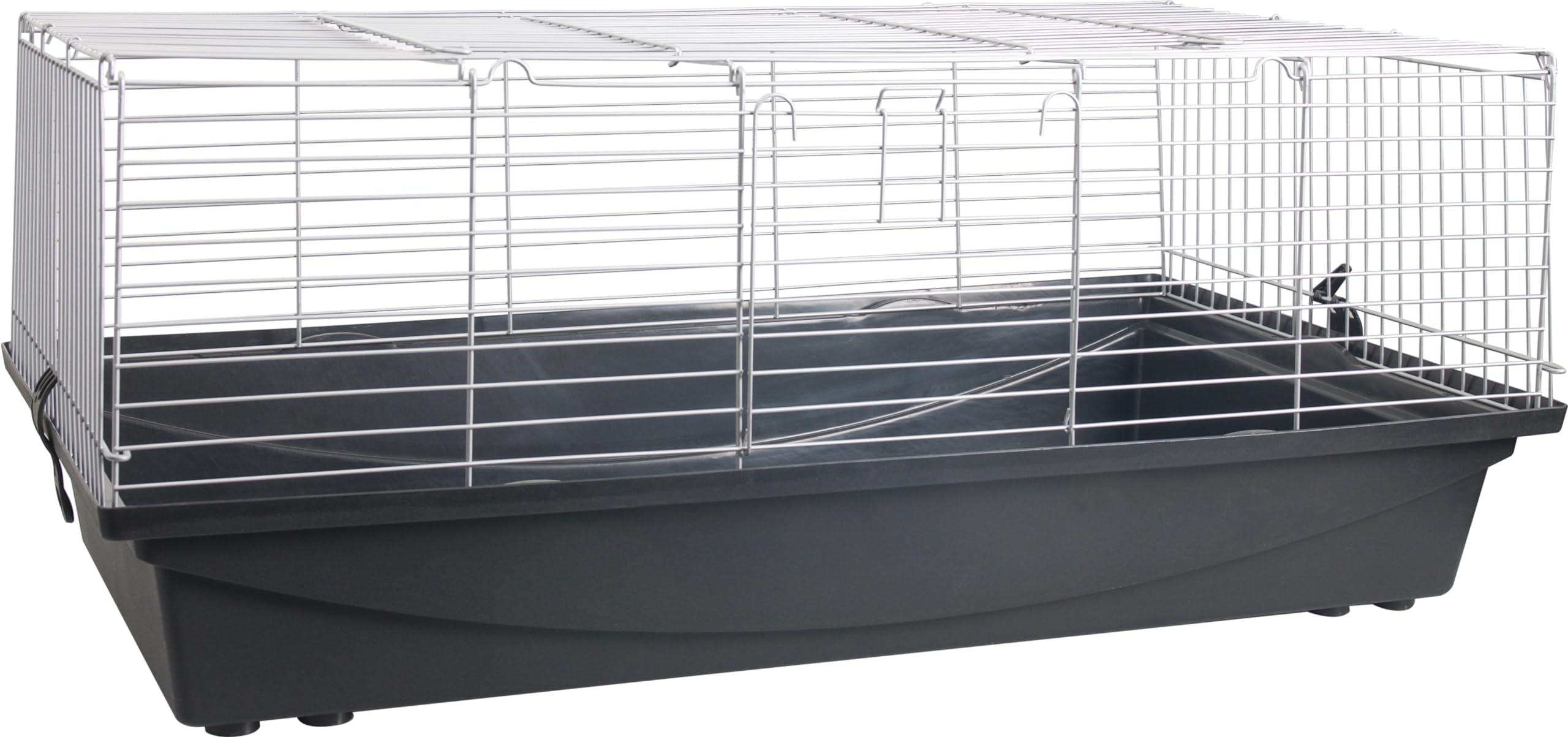 Flamingo Kleintierkäfig Eppo – Silber/Schwarz, XL (100 cm) | Geräumiger & robuster Käfig für Kaninchen & Meerschweinchen