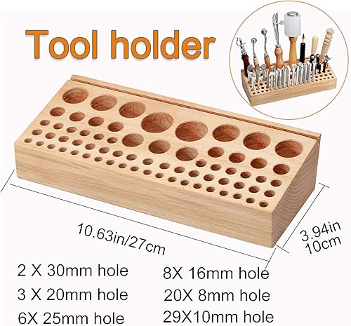 Vista 8 de Jupean 458 kits de cuero, herramientas de trabajo de cuero, herramientas y suministros de artesanía en cuero con instrucciones, soporte