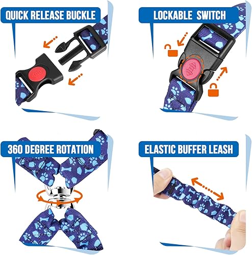 Miniatura 7 de Lukovee Cinturón de seguridad doble para perro, nuevo cinturón de seguridad doble para reposacabezas de automóvil, sin enredos, correa para perro,