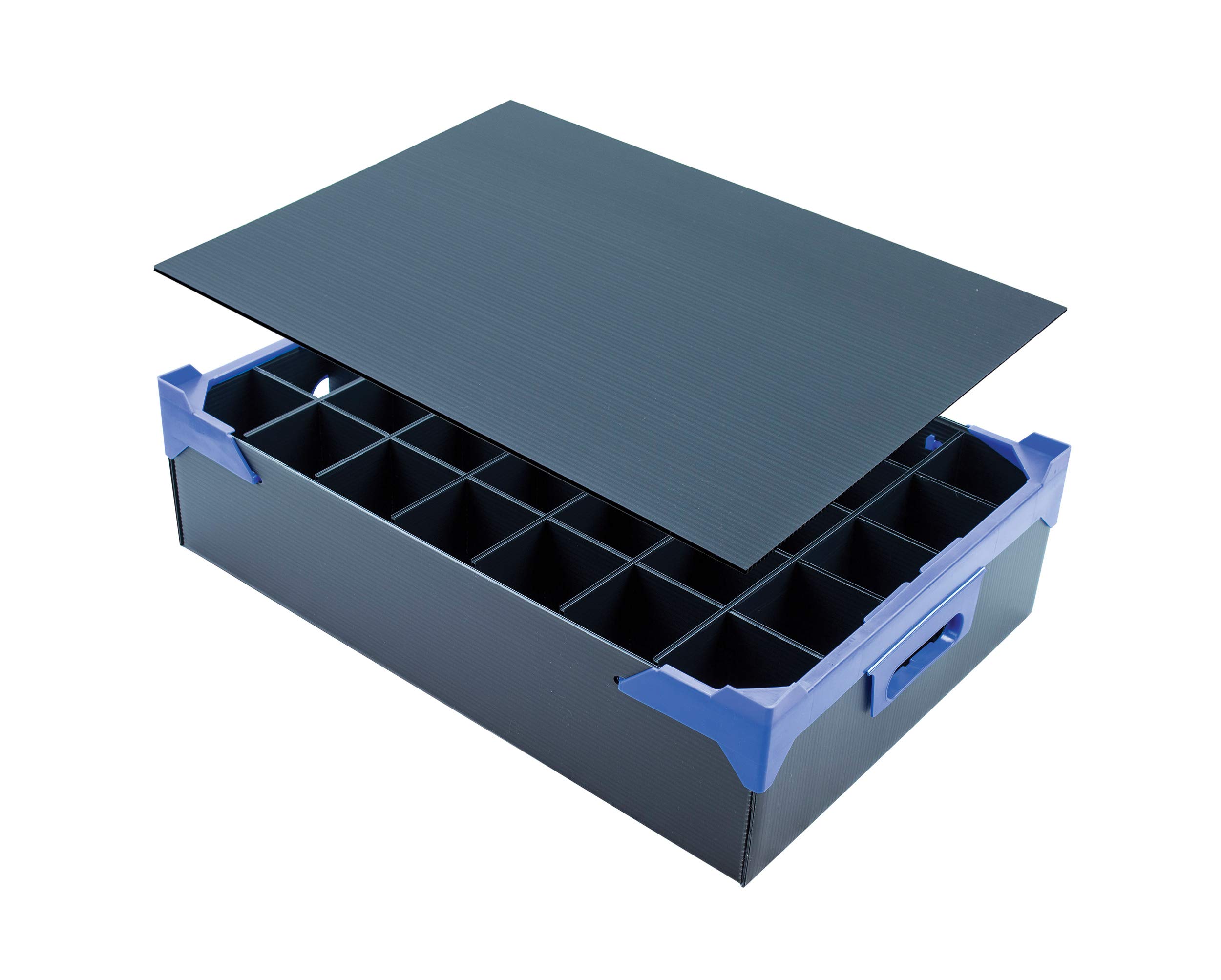 Caterbox Black Slim Jim Glass Storage Box - 160Mm High (35 Cells + Lid) Cells Size: W65 X H160mm
