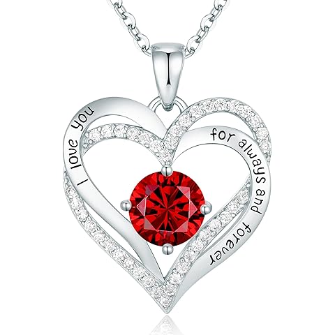 CDE Forever Love Heart Necklaces for Women, Wedding Anniversary, Birthday Mothers Day Christmas Day Gifts for Mom, Mother, Wife, friend, S925 Silver Jewelry with Birthstone Pendant