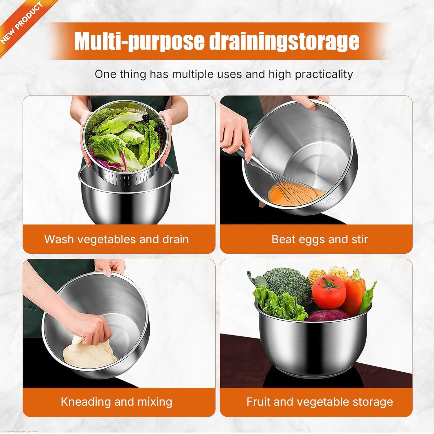 Centrifuga per insalata in acciaio inox da 6 l, multiuso, per frutta, verdura, scolapasta, centrifuga per insalata, centrifuga per frutta con uscita di drenaggio (A1)