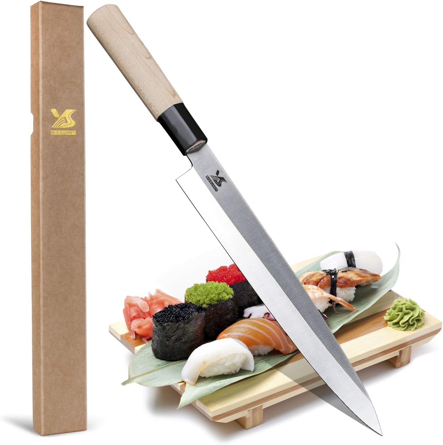 MSY BIGSUNNY Sashimi Knife,Japanese Sushi knife 9.5 inch High Carbon Stainless Steel Chef Knife