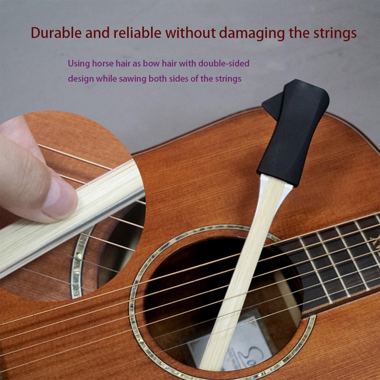 Guitar Playing Aids-Hovevags Guitar Bow, intégré, bâton de guitare double face | Instrument à chaîne effondrée polyvalent avec poignée confortable, support de jouabilité avancé pour les musiciens,