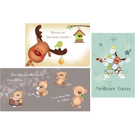 Lot De 6 Cartes De Voeux Bonne Annee Textes En Francais Amazon Fr Fournitures De Bureau