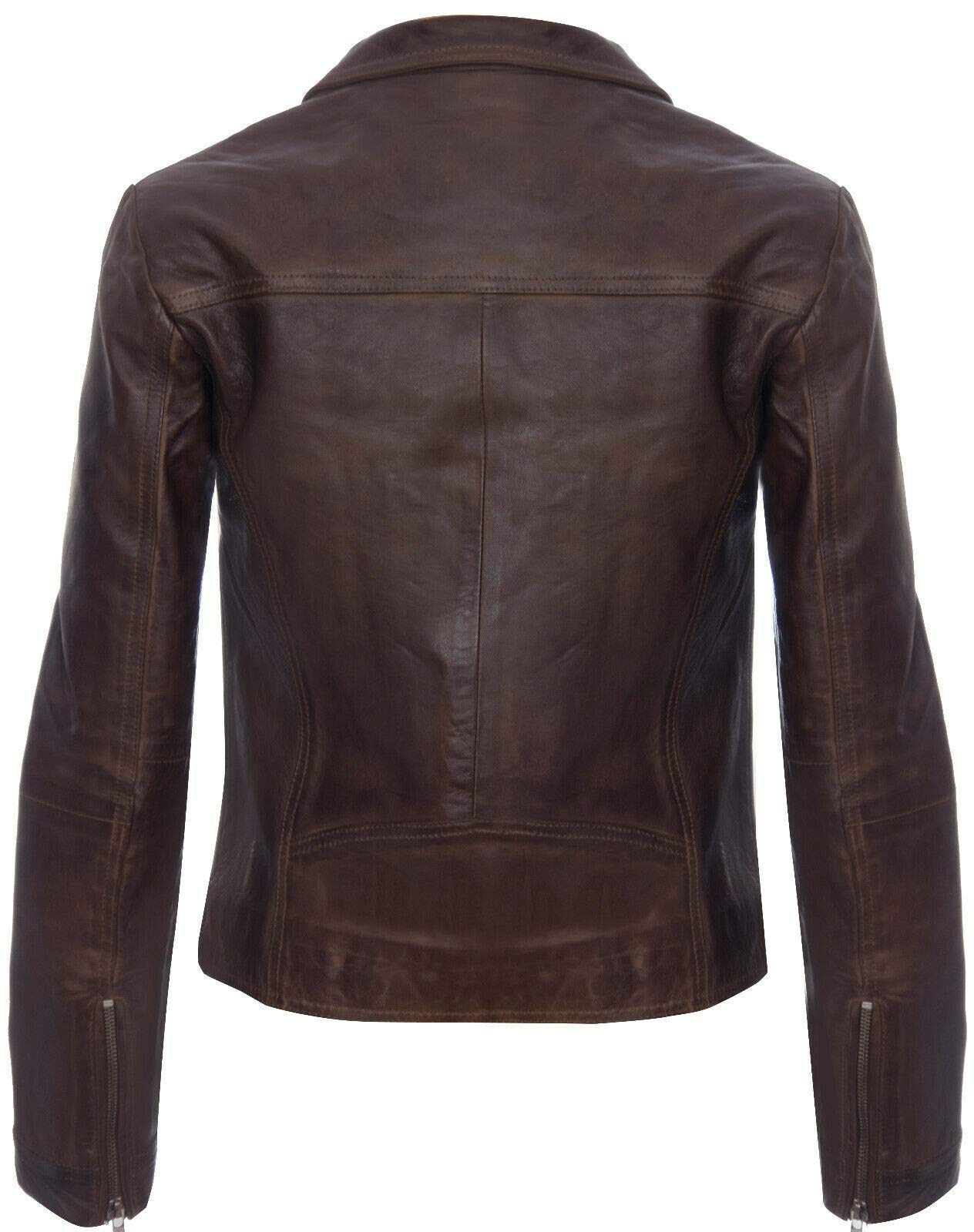 Infinity Leather Giacca in Pelle da Donna Giacca in Vera Pelle con Scialle Stile Biker Classico
