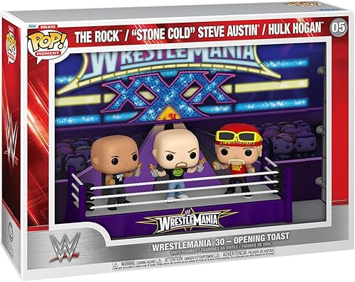 Miniatura 1 de Funko Momentos Deluxe WWE  Wrestlemania 30  Brindis de apertura, The Rock, Stone Cold Steve Austing, Hulk Hogan