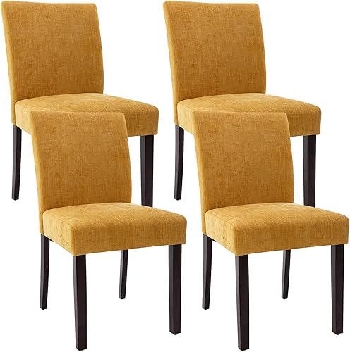 Miniatura 10 de Watson & Whitely Juego de 6 Sillas de Comedor Tapizadas, Sillas de Comedor de Tela sin Brazos con Patas de Madera Maciza y Respaldo para Cocina,