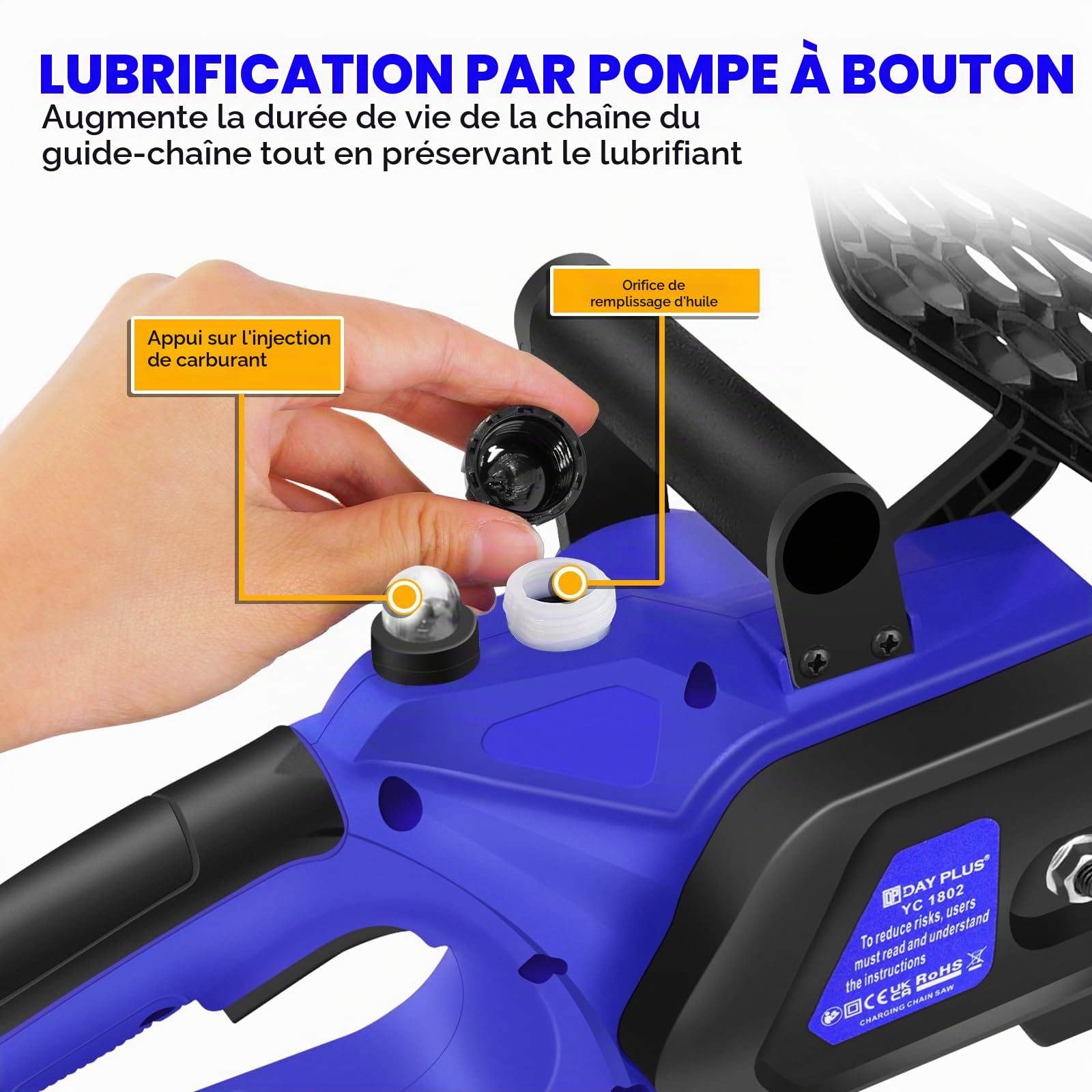 Tronçonneuse à Batterie 12 Pouces Tronçonneuse Électrique Sans Fil 21V avec Système d'Huile, Batteries Rechargeables 4000mAh et 2 Chaînes pour Jardinage, Arboriculture et la Coupe de Bois