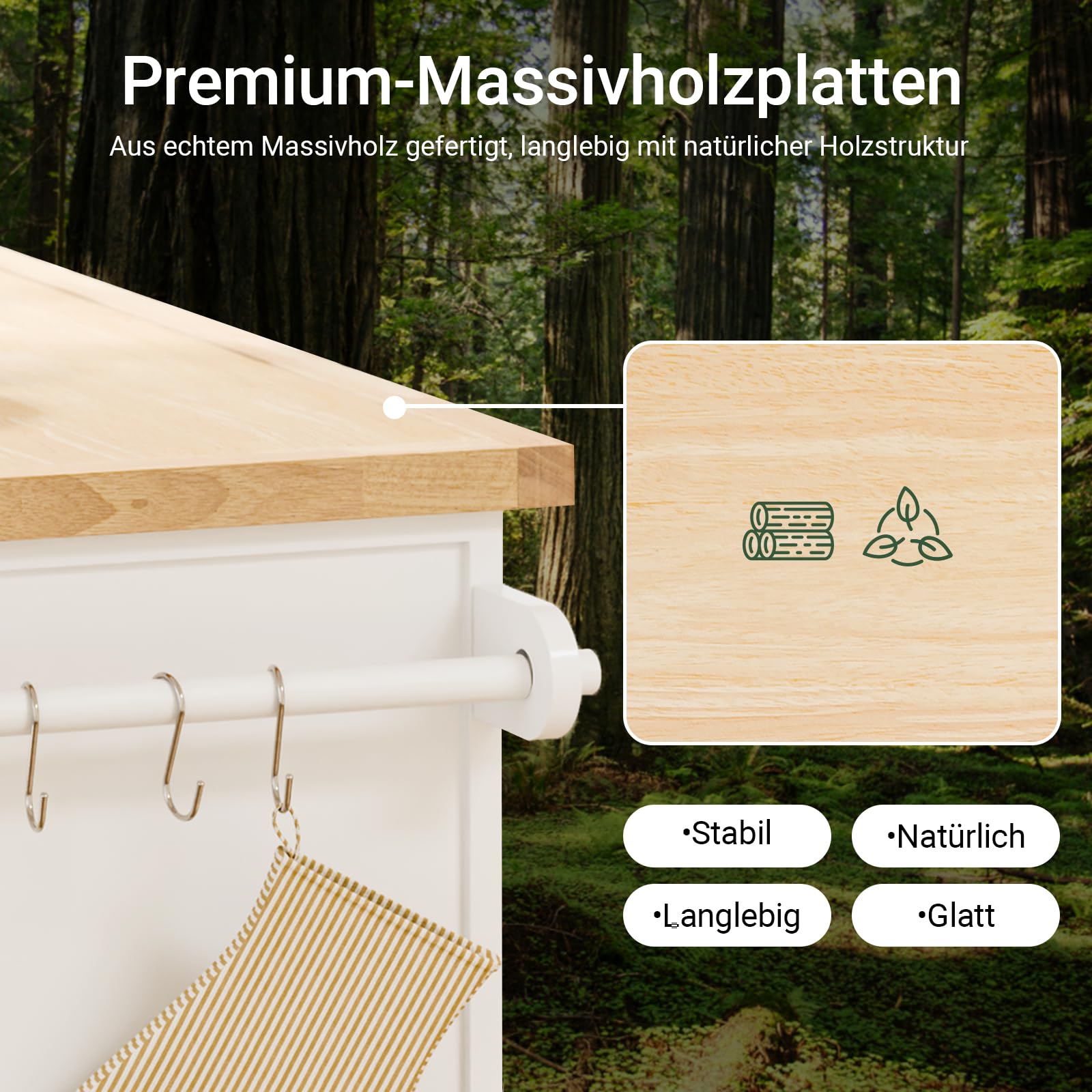 SoBuy Kücheninsel mit Rollen Küchenwagen mit Arbeitsplatte Klappbar Mobile Kücheninsel auf Rollen Kochinsel Freistehend mit Tisch Weiß 115x92x(46-71) cm FKW71-III-WN