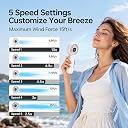 JISULIFE Handheld Fan Life7,2024 Powerful Portable Fan with LED Display[19.5Hrs Max Cooling] 5000mAh,5 Speeds,Lanyard;3-in-1 Hand/Desk/Neck Fan,Travel Essentials Gifts for Women,Men(Light Grey) gallery image