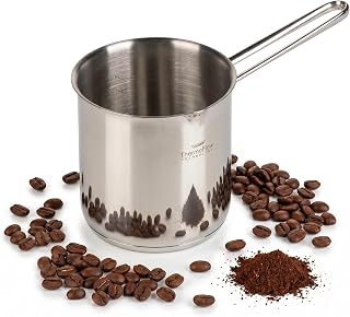 ROSMARINO Induction Stainless Steel Suede Jug 900ml - Turkish 18/10 Stainless Steel Cezve Coffee Pot with 3-Layer Thermal Bottom, Dishwasher Safe